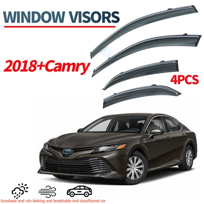 Suitable for 18-22Toyota Camry Window visors Window Rain Eyebrow Rain Cover Rain Cover Rain Cover Rain Cover Rain Cover (Rain shield) - brown-translucent-4pcs-2018-22-camry-with-silver-bright-terms