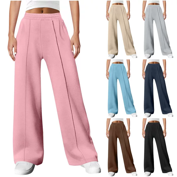 2025 European and American Style Spring High-Waisted Loose Sports Sweatpants with Pockets, Straight-Leg Casual Pants for Women, Versatile for Outdoor Wear