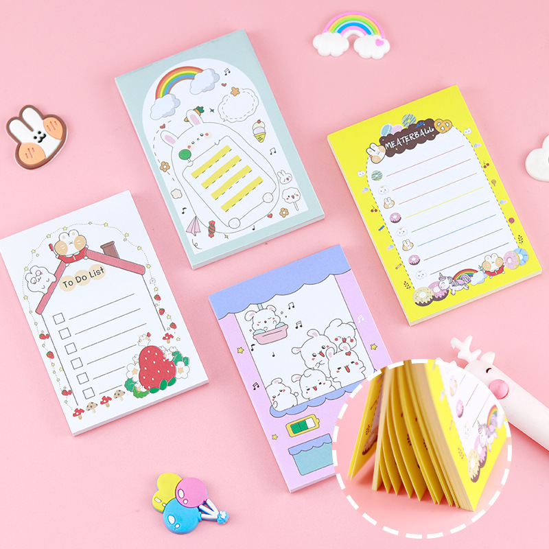 可愛便利貼學生備忘口袋便簽貼油畫長方形紙磚高顏值有粘性便簽