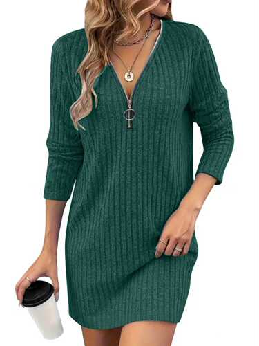 Tk Independent Station Western and Eastern Multicolor Fashion Elegant Lady's Spring and Autumn Zipper Dress