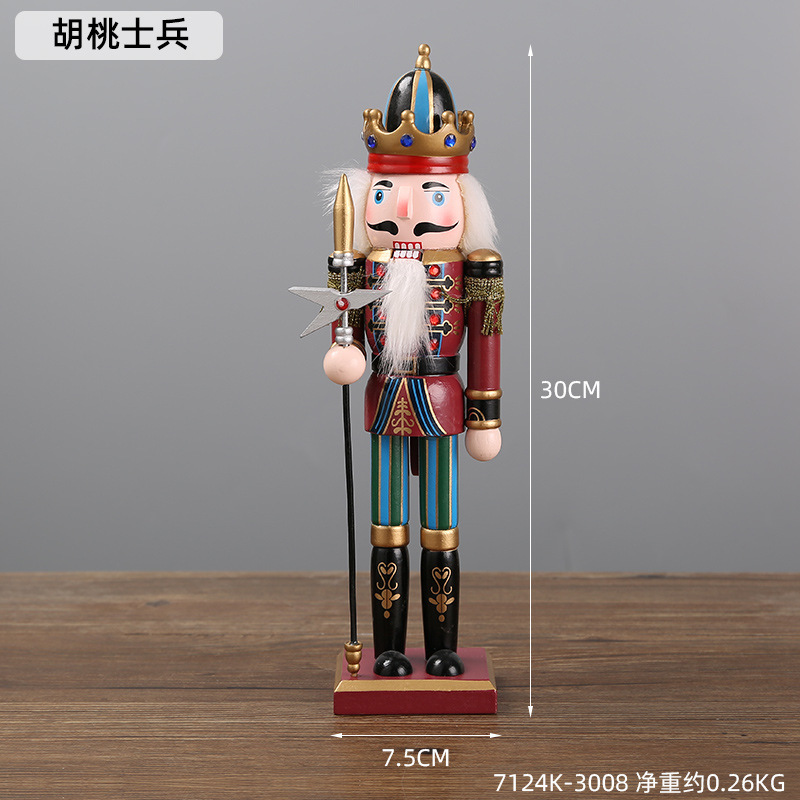 Cascanueces transfronterizos adornos de madera regalos de Navidad ventanas adornos de escritorio muñecas de rey soldado adornos