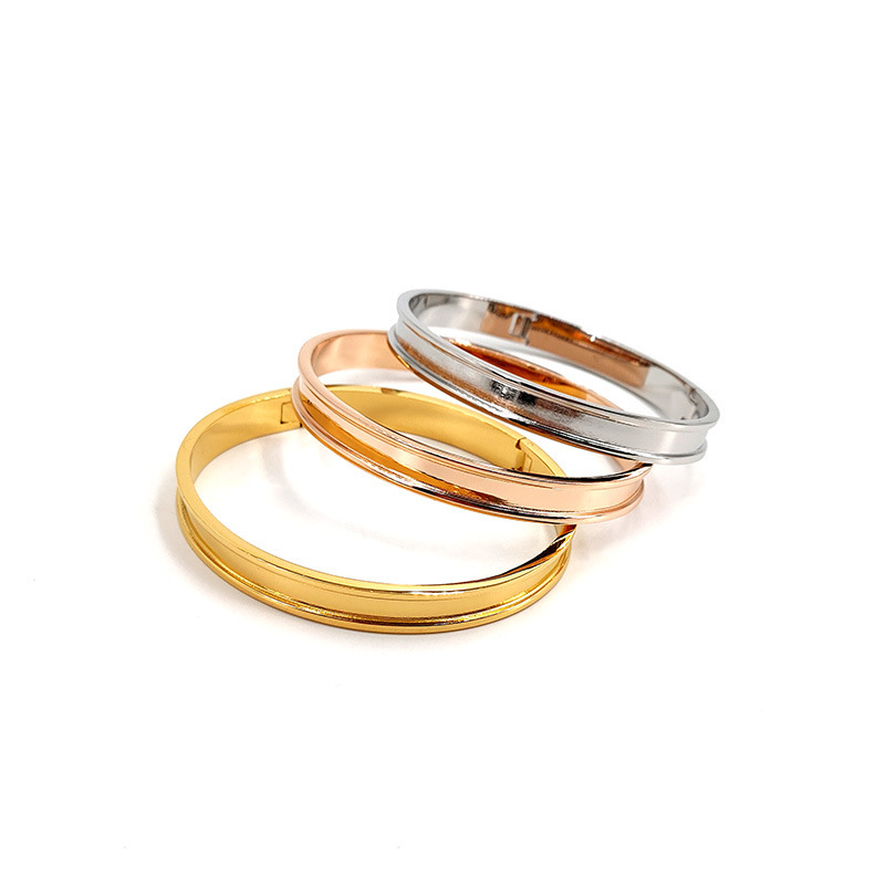 ファッションOLステンレスDIY開口溝ブレスレット中古開梱皮老花創意アクセサリー直供|undefined