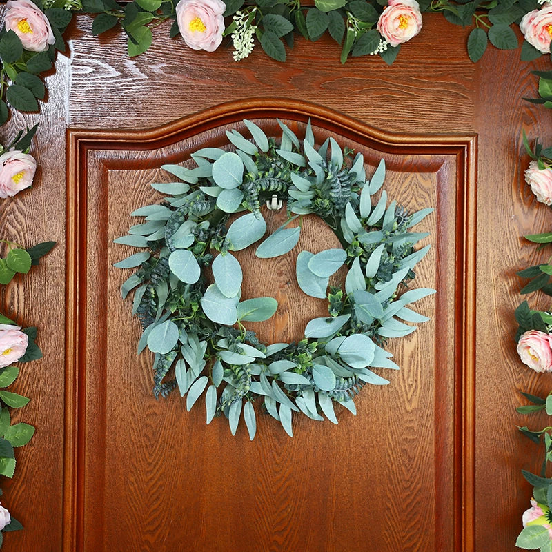 Amazon Spring New Day Simulation Eugar Eucalyptus Leaf Flower Ring Amazon Spring Day Christmas Room Home Decoration