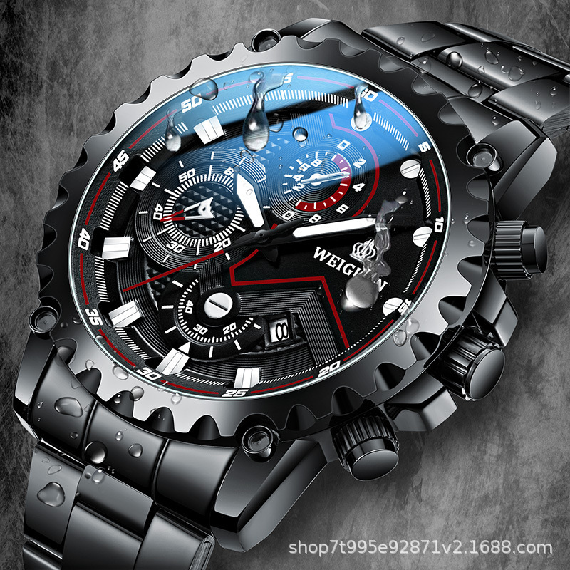 New Black Warrior Watch for Men, Fully Automatic, Non-Mechanical, Genuine, Waterproof, Luminous, Calendar, Tiktok Cross-Border Shipping
