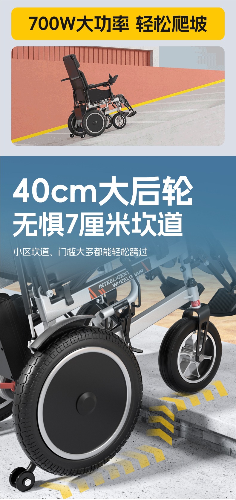 Electric Wheelchair, Intelligent, Fully Automatic, Reclining, Special for the Elderly, Disabled, Folding, Lightweight Four-Wheel Scooter