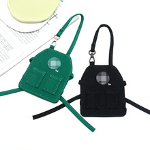 外貿尾單綠圍裙黑圍裙造型迷你帆布零錢包卡包卡套收納包包包掛件