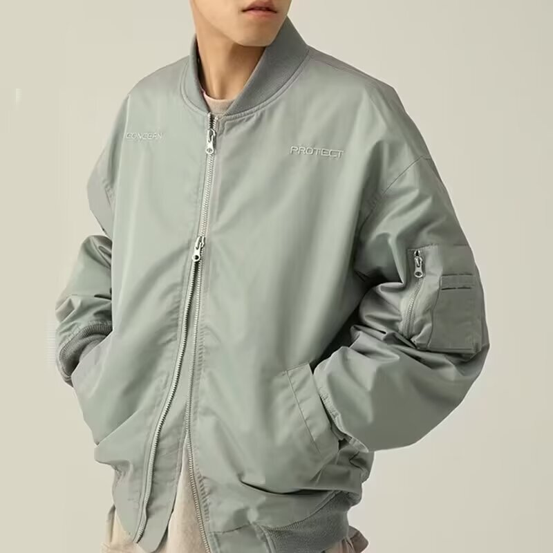 Autumn and Winter New Pilot Jacket Motorcycle Solid Color Coat Plus Size Military American Flight Suit Simple New Trendy Autumn and Winter New Pilot Jacket Motorcycle Solid Color Coat Plus Size Military American Flight Suit Simple New Trendy