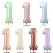 40寸复古色大数字橄榄绿焦糖奶油婴儿蓝粉生日派对装饰道具气球