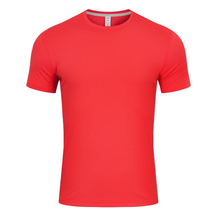 Trajes de gimnasio de verano para hombres y mujeres ropa de entrenamiento al aire libre transfronteriza secado rápido deportivo delgado elástico cuello redondo camiseta transpirable de manga corta