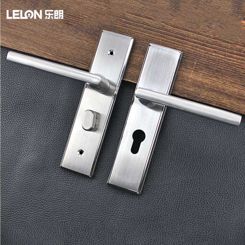 Cerradura de la puerta interior de acero inoxidable cepillado conjunto completo Puerta panel de bloqueo dormitorio puerta mudo universal manija panel de bloqueo
