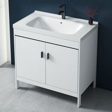 小户型落地式太空铝支架洗脸盆柜组合陶瓷洗漱台卫生间现代浴室柜