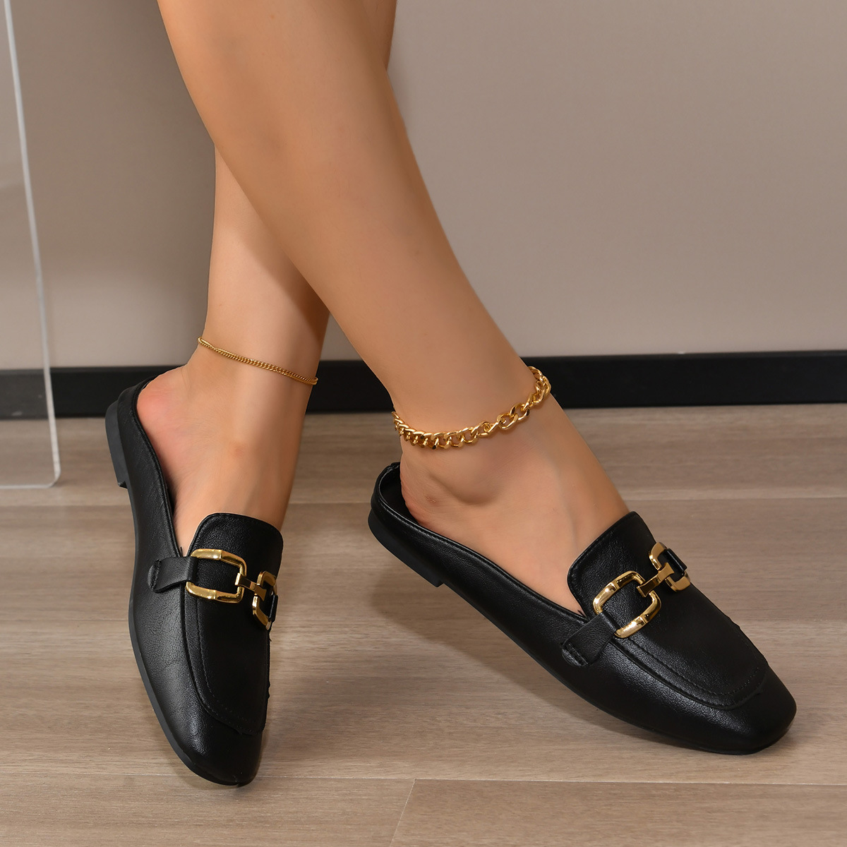 Women's Vintage Style Solid Color Square Toe Flats display picture 7