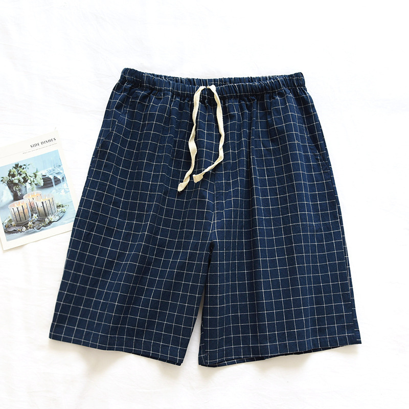 Washed Cotton Plaid Short Pajama Pants Couple's Large Size Home Pants Women's Three-point Pants Men's Five-point Pants Can Wear Beach Pants Washed Cotton Plaid Short Pajama Pants Couple's Large Size Home Pants Women's Three-point Pants Men's Five-point Pants Can Wear Beach Pants
