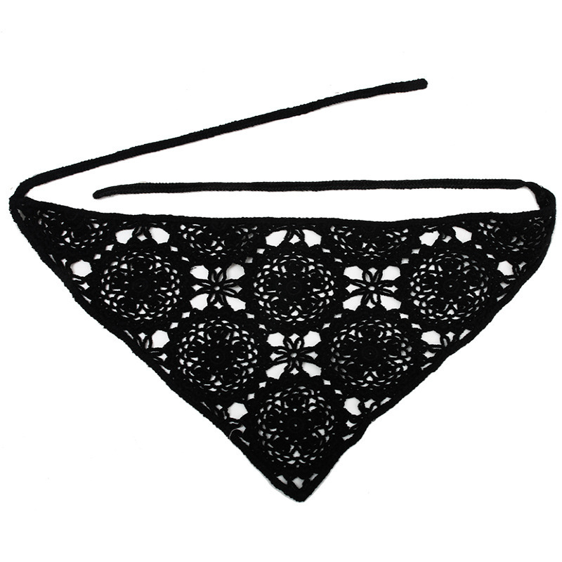 Francia cereza toallas triangulares mujeres primavera y otoño viajes padres-hijos gancho de punto flores hueco pañuelo de arte correa de pelo gorro