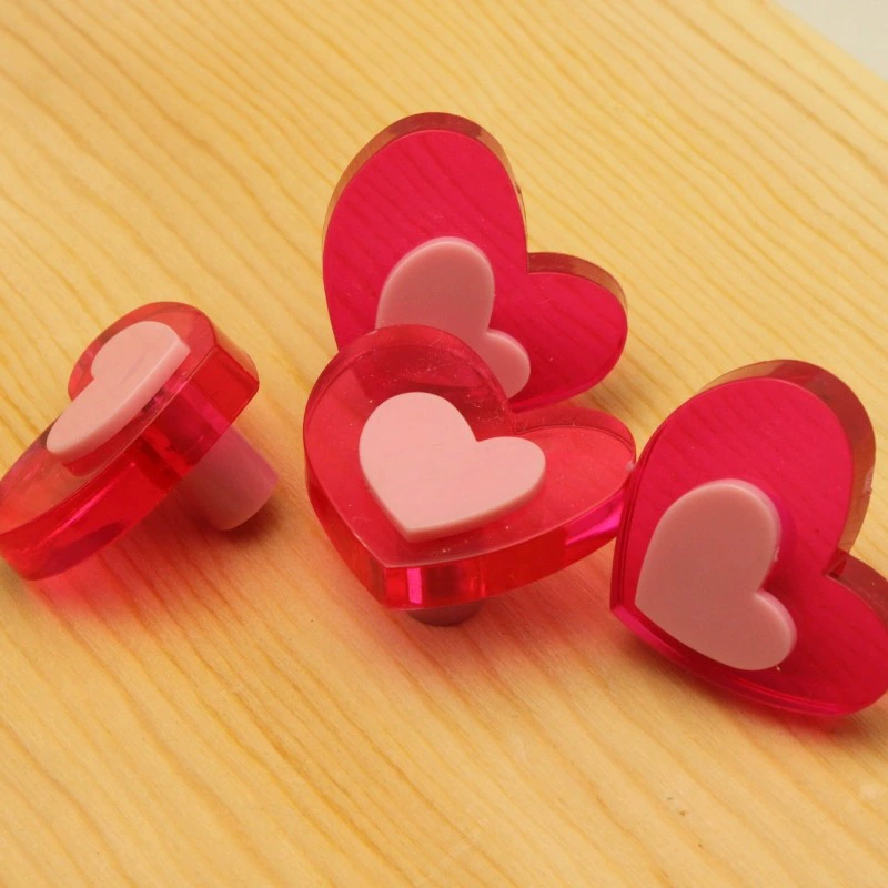 Детская тумбочка из АБС-пластика, ручка для корпусной мебели, ручка с одним отверстием Love, красная розовая ручка в форме сердца
