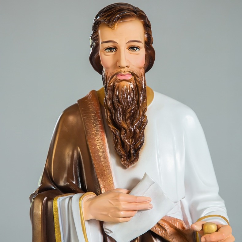 120cm St. Paul Ornamiento Mirado Estatuas de vidrio FRP Decoración de la iglesia