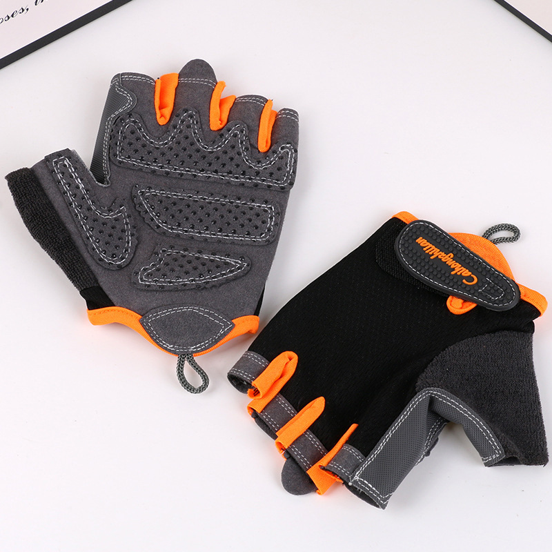 Niños y niñas guantes deportivos primavera y verano entrenamiento de Montañismo al aire libre Delgado transpirable fitness patinaje sobre ruedas montar medio dedo guantes