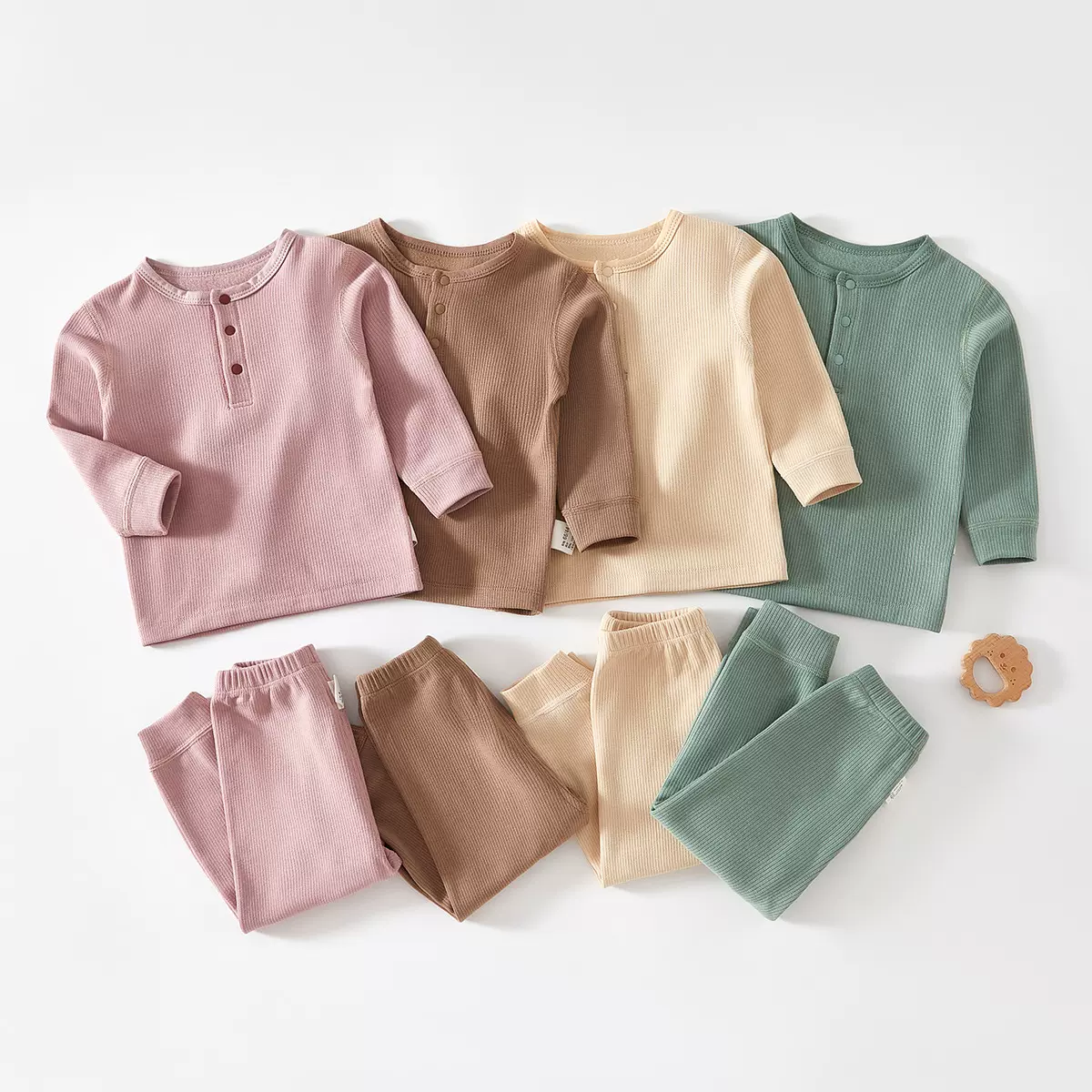 秋冬保暖内衣男女宝宝套装蓄热坑条贴身打底衣服磨毛加厚儿童套装