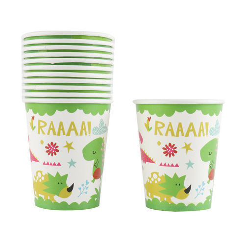 Cross-border New Products Pennant Paper Plate Popcorn Box Paper Hat Paper Cup Dinosaur Birthday Party Set Yiwu Factory