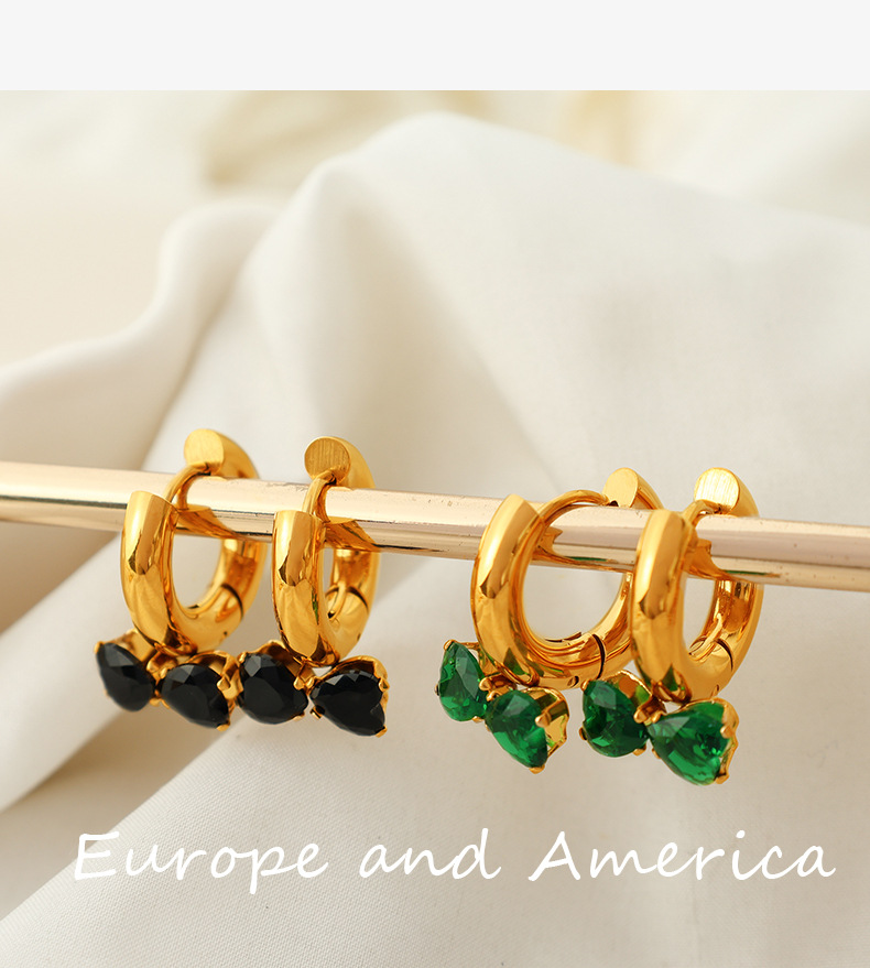 1 Pair Elegant Sweet Bow Knot Plating 304 Stainless Steel Zircon Hoop Earrings display picture 8