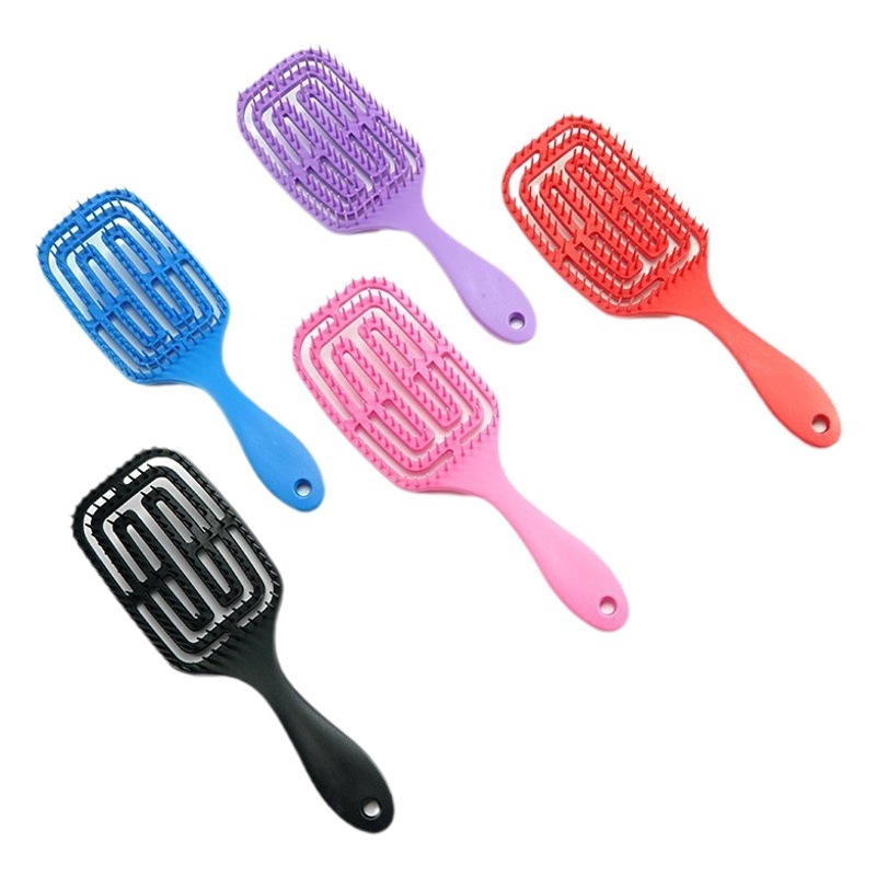Fabricante al por mayor de peine hueco para uso seco y húmedo, peine de masaje, peine de peinado portátil, peine de dientes anchos para mujeres, peine de costillas.