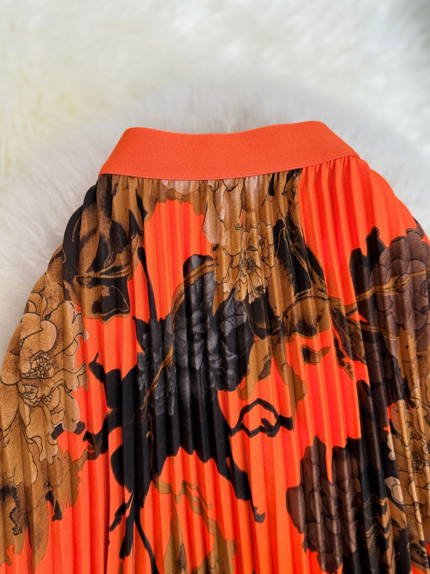 Sophisticated Retro Printed Midi Skirt A-line Pleated Skirt_voghion.com