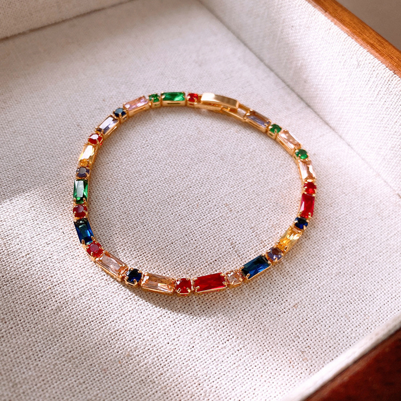Pulsera de flores cuadrada geométrica de piedra de silicio lujosa pulsera de alta calidad temperamento exquisito personalidad joyas al por mayor