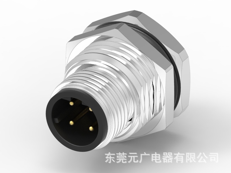 M12 D-CODE 4PIN公头 前锁面板式PG9