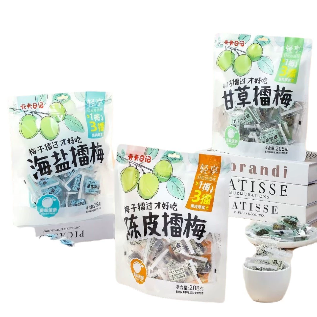 Печенье Кака-Дайри Sea Salt Leimei Licorice со вкусом мандариновой цедры, plum 208g мешок, закуски к чаю с драматическим успокоением