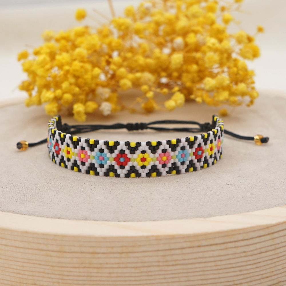 autumn and winter bohemian ethnic style geometric handmade beaded Miyuki rice bead braceletpicture4