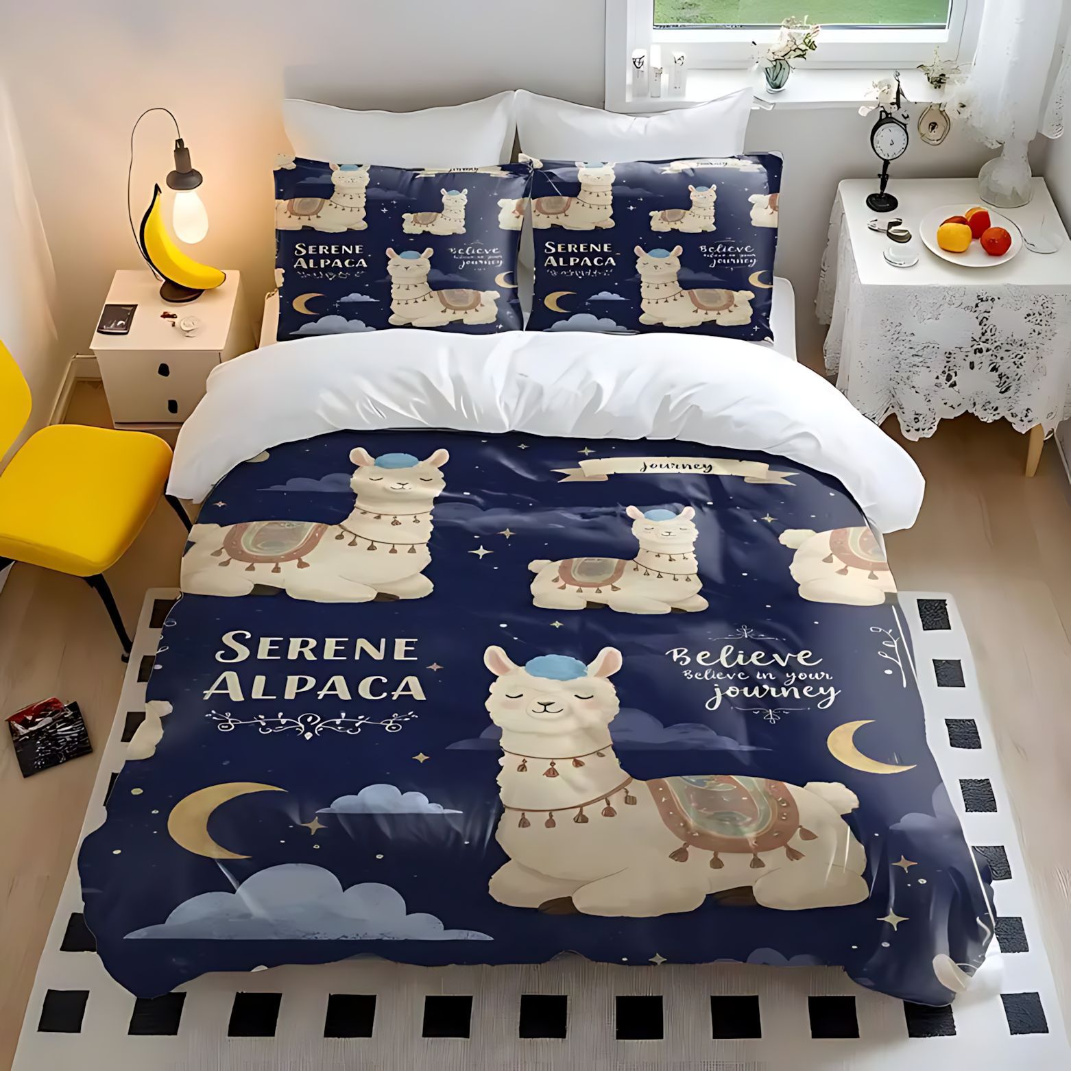 TEMU / JIT cómodos alpaca dibujos animados set edredón fuente de impresión digital 3D fabricantes de dibujo puede fijarse