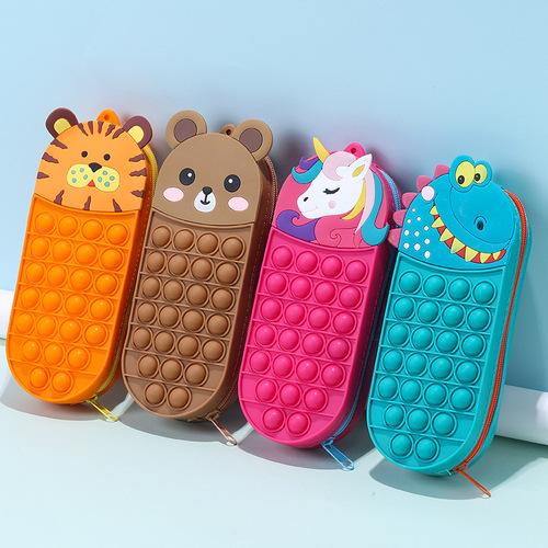 Cartoon Unicorn Children's Stationery Box Creative Mouse Killer Pioneer Squeeze Fun Stress Relief Large Capacity Durable Storage Pen Pouch