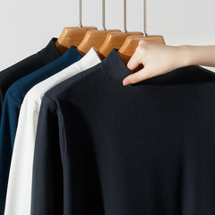 Men's Half-High Collar Double-Faced Fleece Warm Thermal Innerwear, Versatile Slim Fit Crew Neck Thicker Base Knit Top