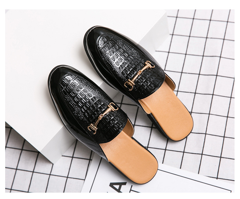 Fashion Men's Closed-Toe Autumn New Soft Sole Backless Lazy Leather Shoes British Style Large Size Half Slippers Sandals_vogvips.com