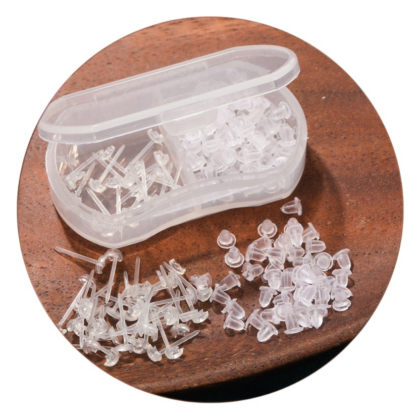 2-rejilla de oído palo con tapón de oído traje agujero de oído anti-oído tapón espárragos de oído de plástico palillo de oreja simple de silicona palo de oreja