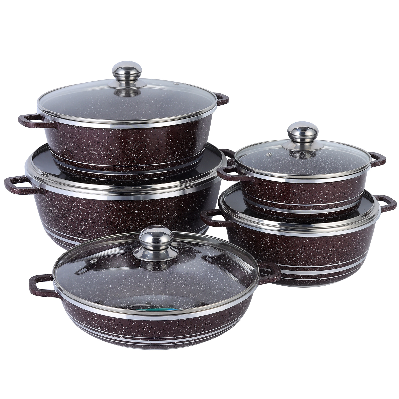 Juego de utensilios de cocina antiadherentes elegantes DONNR para uso doméstico, sartén, olla para sopa, utensilios de cocina de piedra de mármol, sartén de fondo plano que ahorra energía.