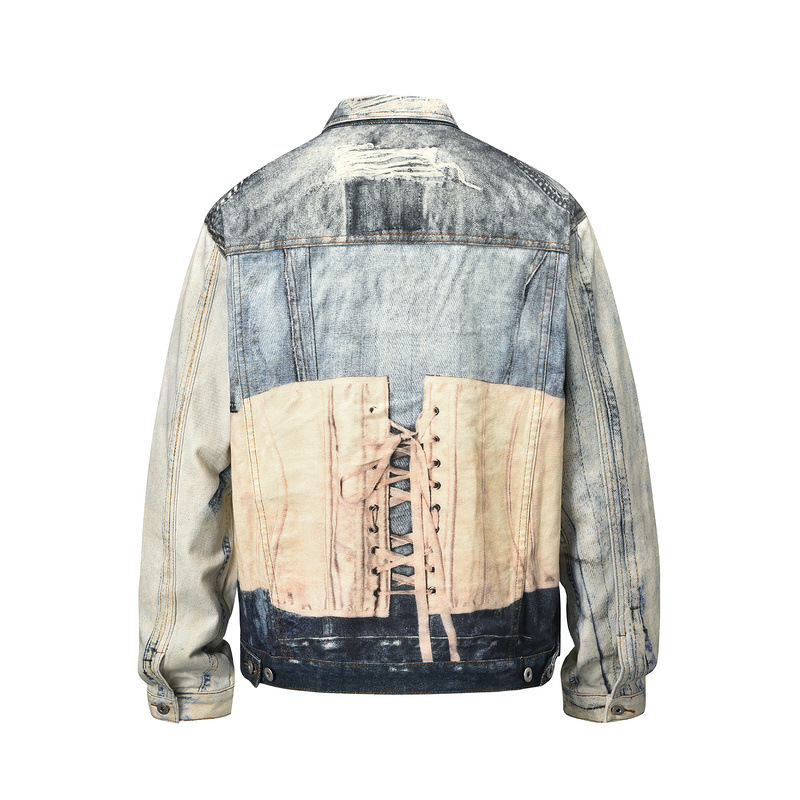 Foreign Trade European And American High Street Fashion Unisex Washed AC Same Style Printed Jacket Basic Denim Clothing_mkmklike.com