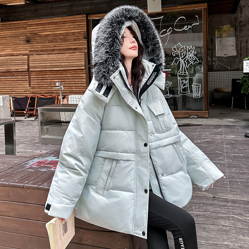Gran tamaño de invierno nuevo estilo de collar de lana de escolares de estilo coreano chaqueta de algodón suelta chaqueta de algodón gruesa de moda image 2
