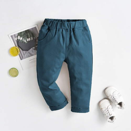 Cross-border boys' and girls' elastic long pants for middle-aged, big children, babies, spring and autumn outdoor wear, trendy and cool stylish pants, casual school uniforms