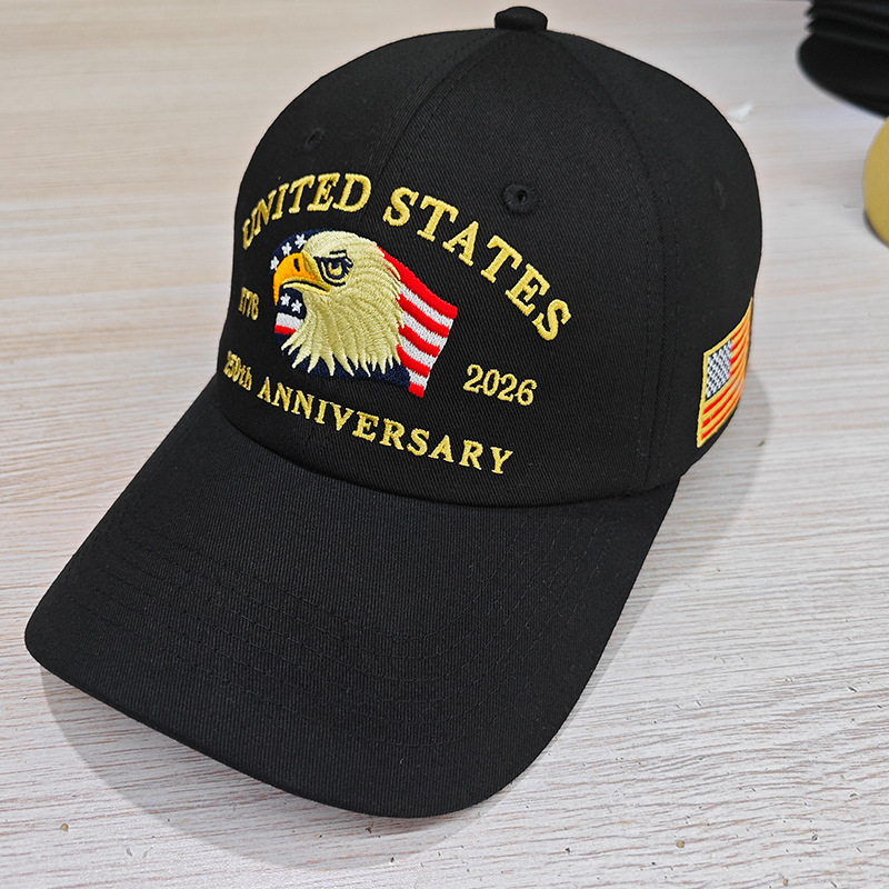 美国250周年庆帽子棒球帽渔夫帽定制刺绣logo户外工厂批发直销