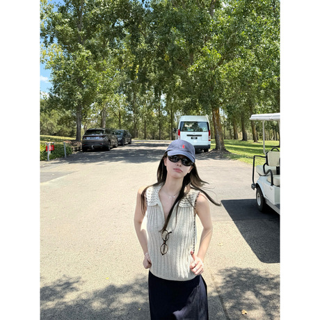 YUYUREAL 法式浪漫马德拉 老钱风镂空针织衫背心女春秋内搭打底衫