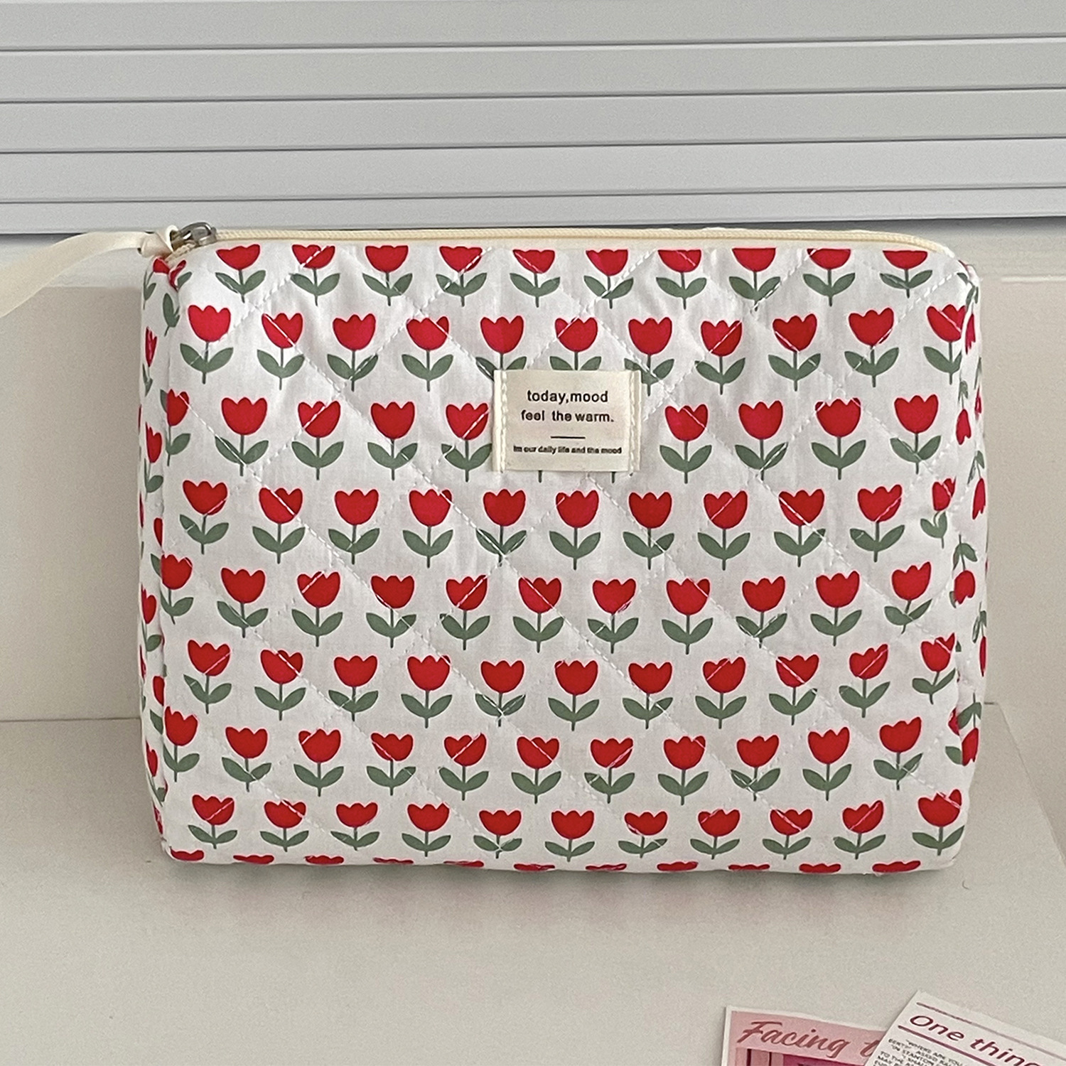 Flower Pattern Classic Style Flower Polyester Sewing Thread Square Makeup Bags