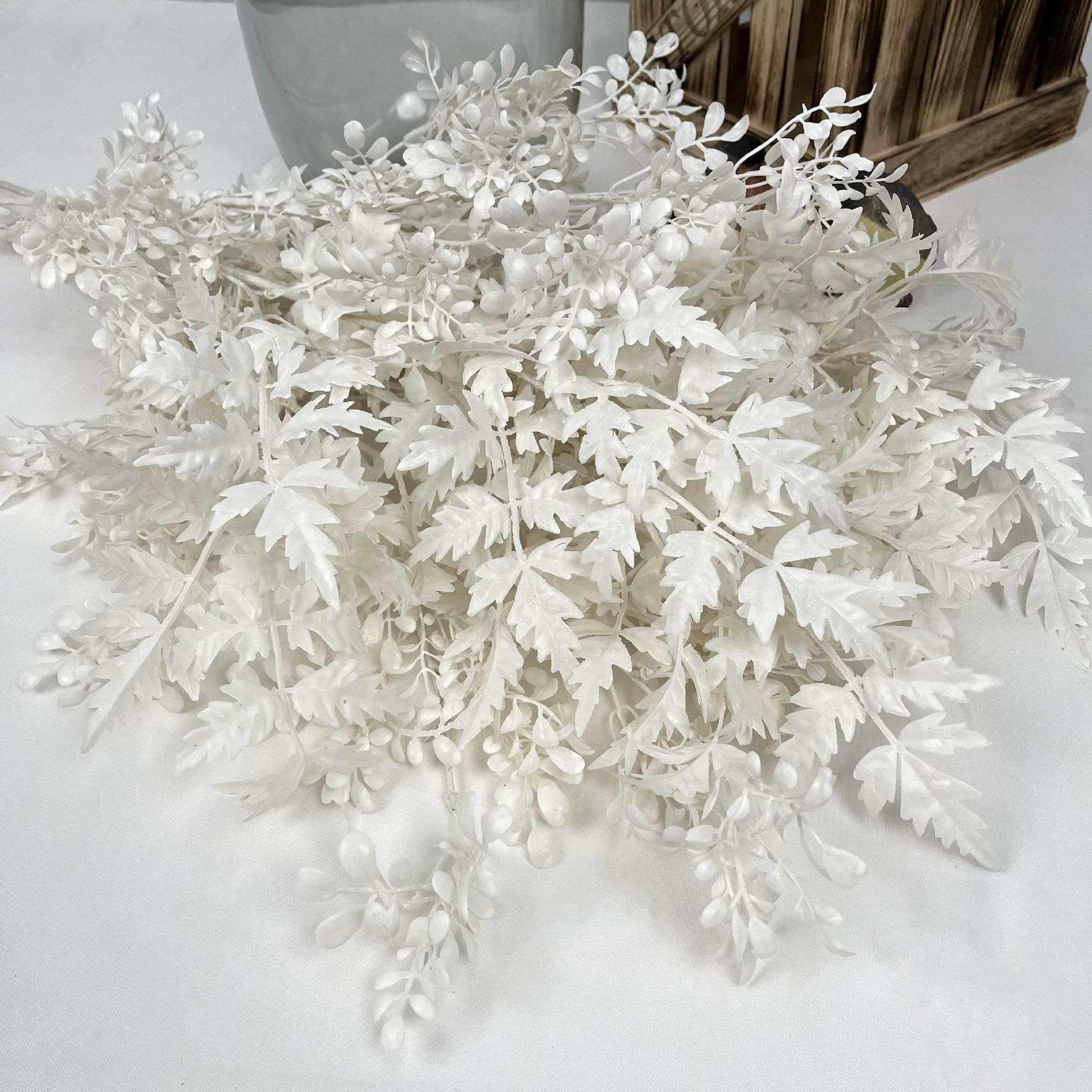 Realistic plastic set, white decorative flowers for living room