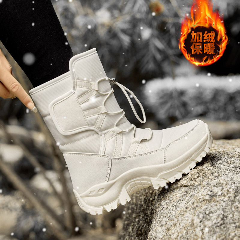 Botas de nieve al aire libre del noreste para mujer tubo medio más terciopelo grueso zapatos de esquí Xuexiang montaña Changbai zapatos Harbin piel y piel