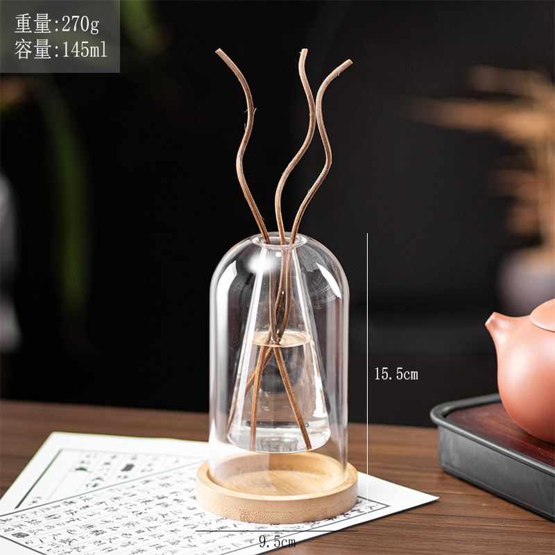 Botella de aromaterapia de vidrio, botella vacía transparente, accesorios sin llama, decoración del hogar, adornos, flores secas de ratán, fragancia, estilo ins, decoración del hogar