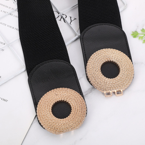 Factory Best Selling Women's Decorative Buttonless Elastic Wide Waist Four Seasons Versatile Down Jackets Dresses Elastic Waistband Han