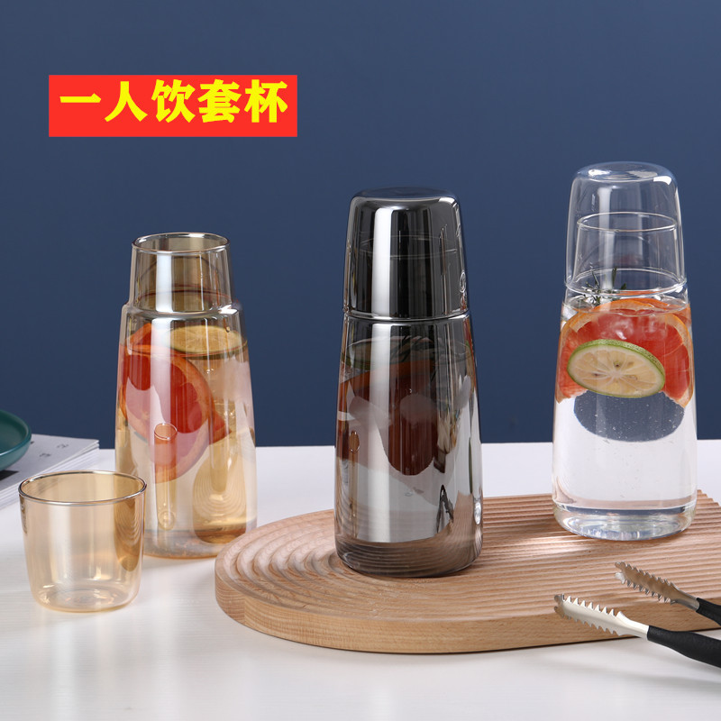 Juego de Jarra y Vasos de Vidrio con Recubrimiento Metálico, Estilo Nórdico, para Agua o Jugo