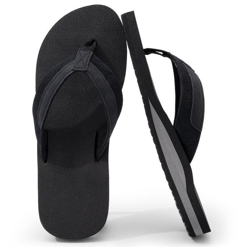 Men's Flip Flops with Arch Support Yoga Mat Leather Sandals