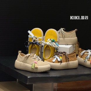 Korean Style Doll Head Suede Thick Sole 2025 Early Autumn New Niche Design Versatile Retro Sports Boken Sneakers