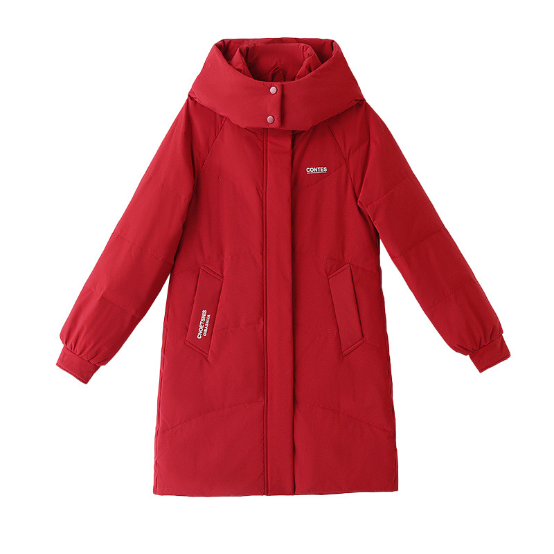 2025 nueva moda de la madre de estilo extranjero de gran tamaño blanco chaqueta de plumón ligera para mujeres de invierno grueso abrigo largo